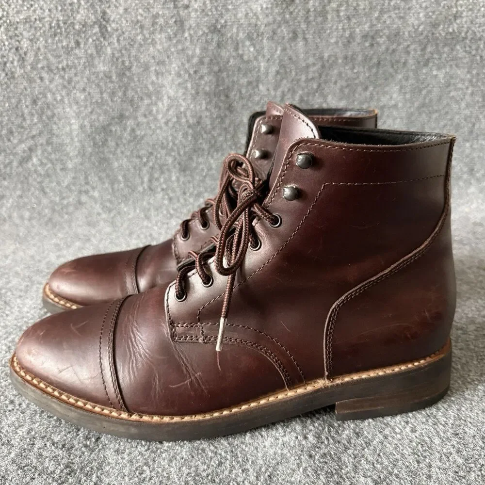 Thursday Boot Co. Men’s Brown Leather Everyday Captain Combat Boots Lace Up 12.5